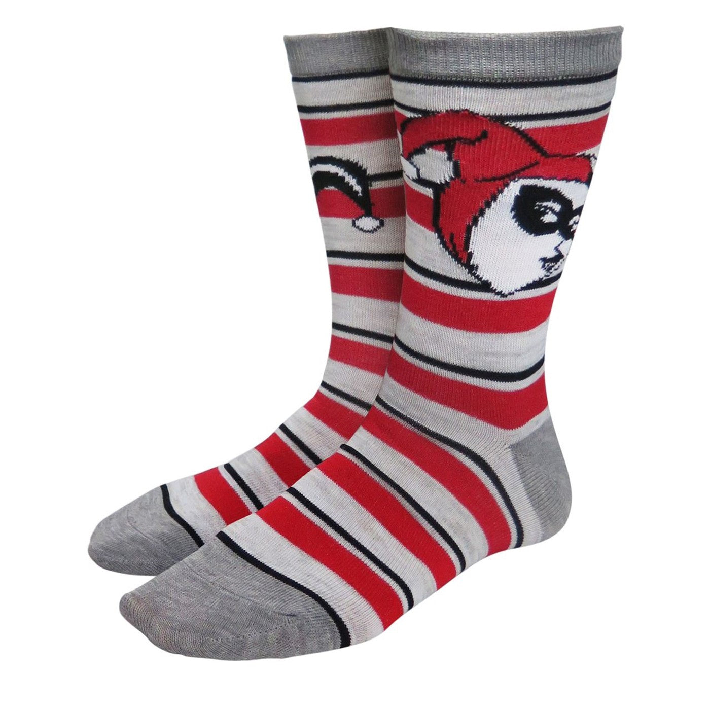 title:Harley Quinn Stripes & Diamonds Women's Socks;color:White