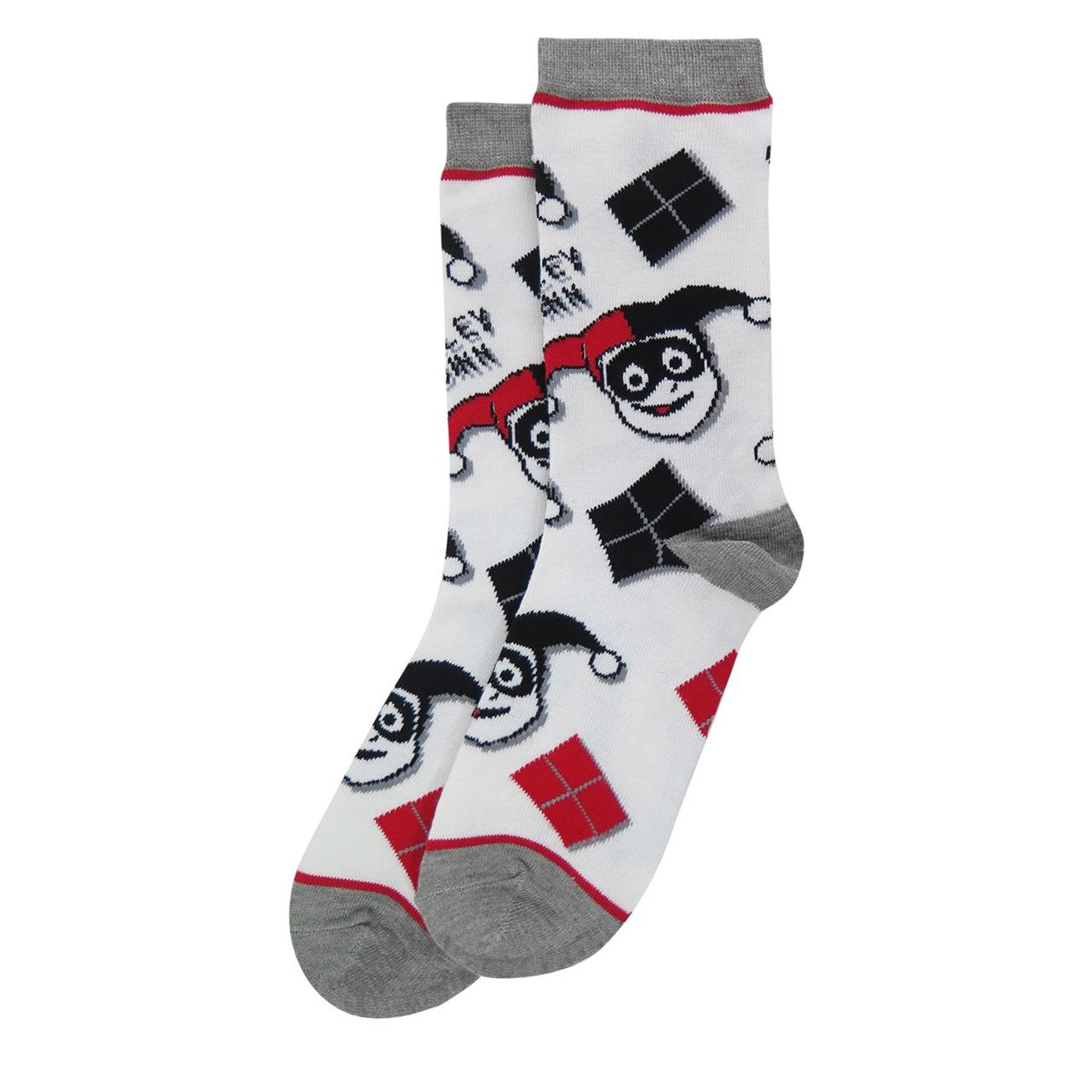 title:Harley Quinn Stripes & Diamonds Women's Socks;color:White