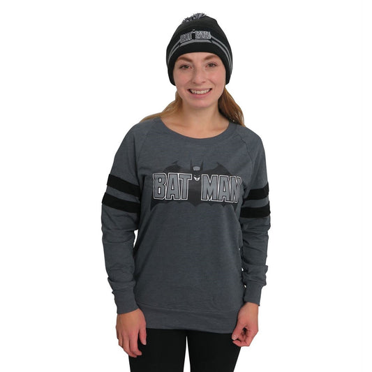 title:Batman Athletic Women's Sweater with Beanie;color:Grey