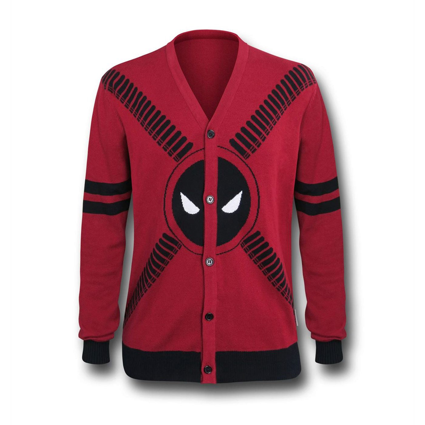 title:Deadpool Symbol and Straps Men's Cardigan;color:Red