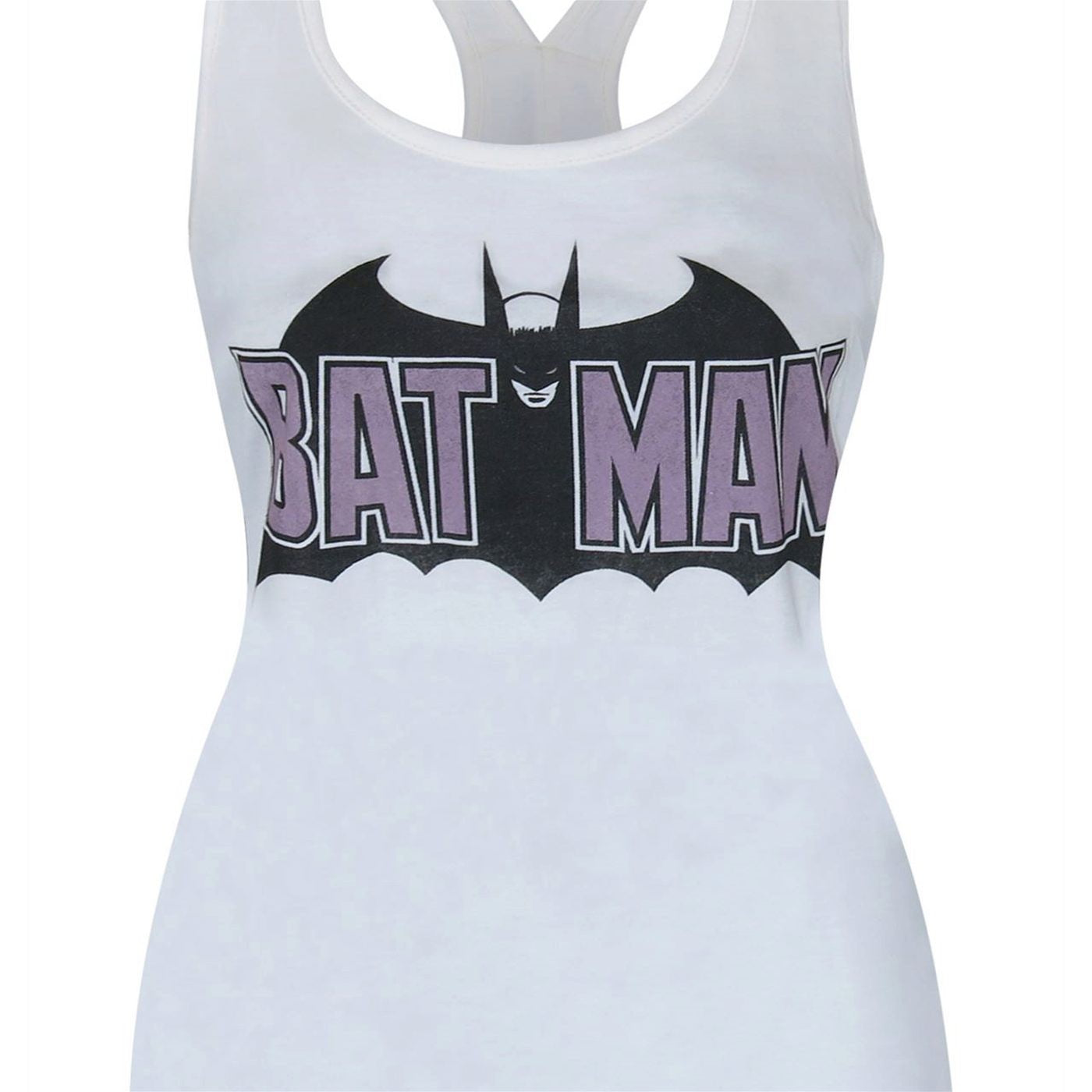 title:Batman Old School Logo Women's Keyhole Tank Top;color:White