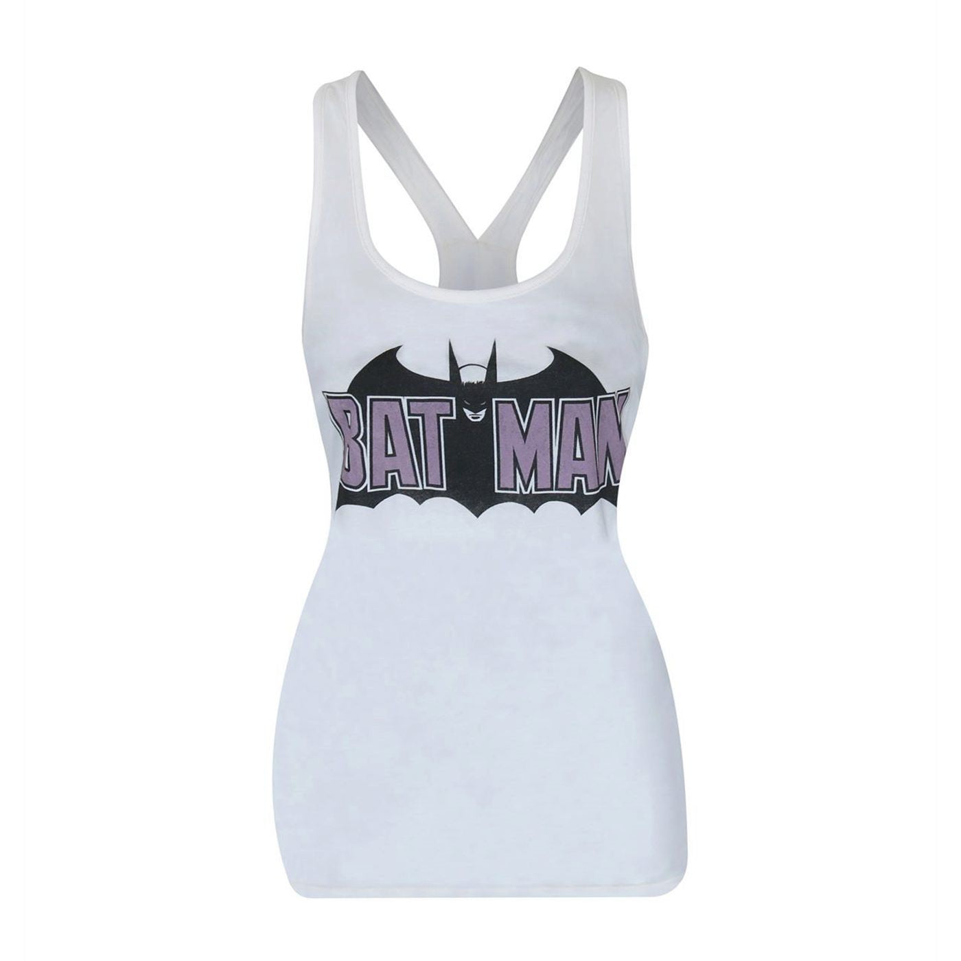 title:Batman Old School Logo Women's Keyhole Tank Top;color:White