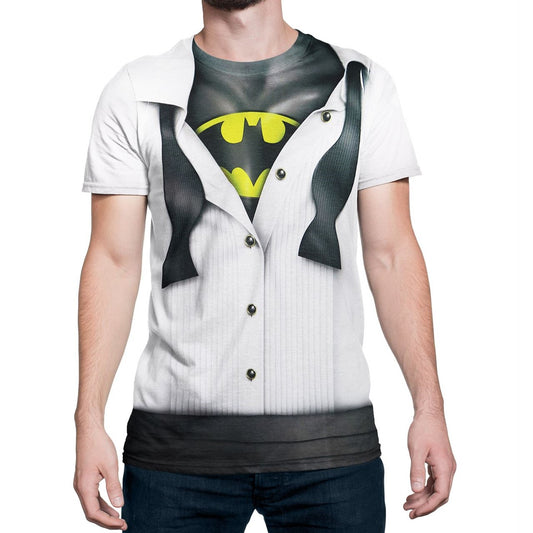 title:Batman Tuxedo Costume Reveal Sublimated T-Shirt;color:White