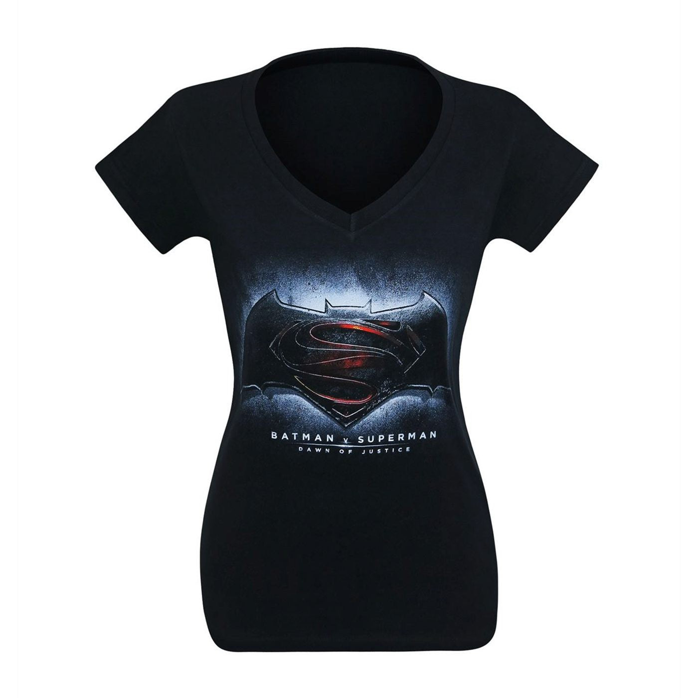 title:Batman Vs Superman Symbol Women's V-Neck T-Shirt;color:Black