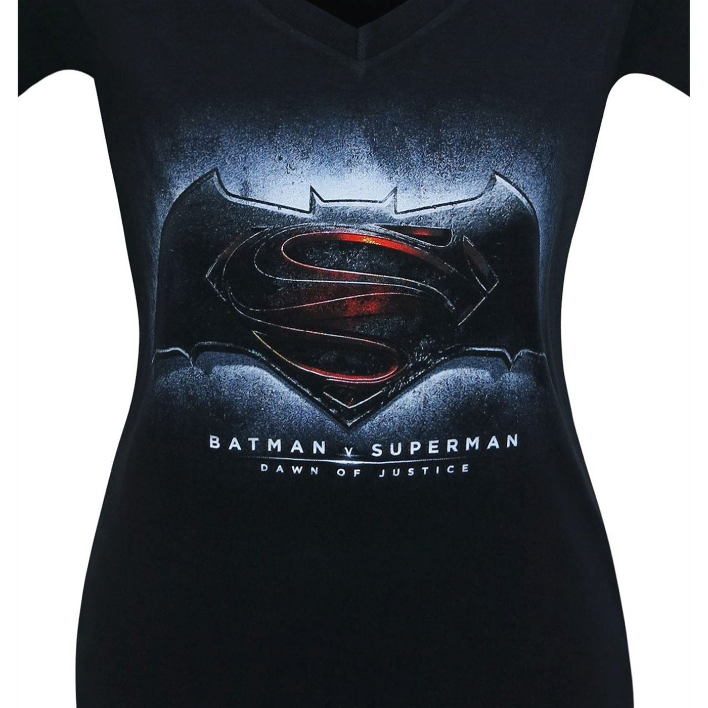 title:Batman Vs Superman Symbol Women's V-Neck T-Shirt;color:Black