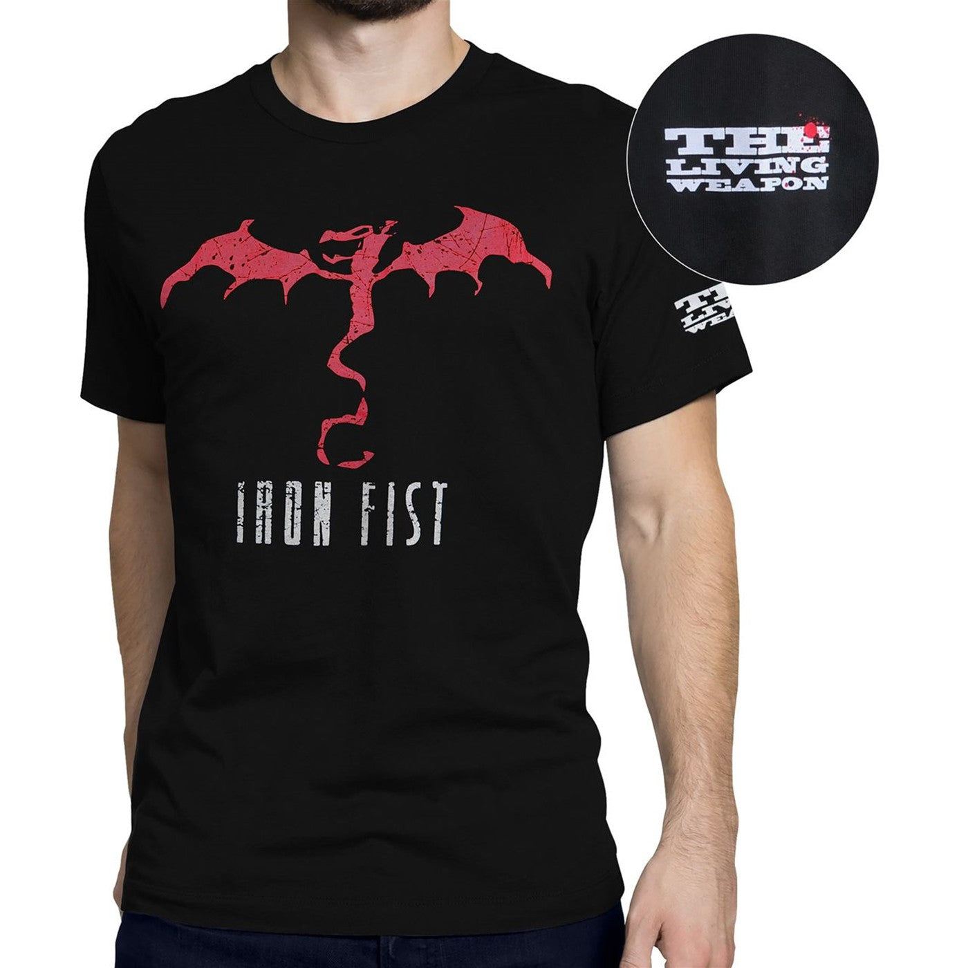 title:Iron Fist Living Weapon Dragon Men's T-Shirt;color:Black