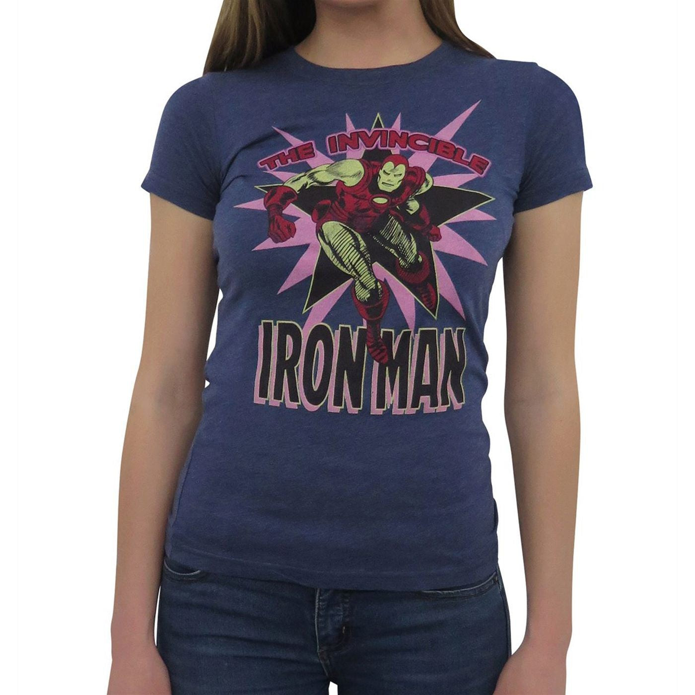 title:Iron Man Invincible Burst Women's T-Shirt;color:Blue