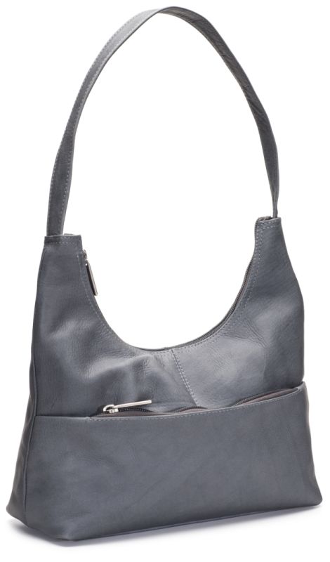 title:Le Donne Leather Top Zip Hobo Handbag;color:GRAY