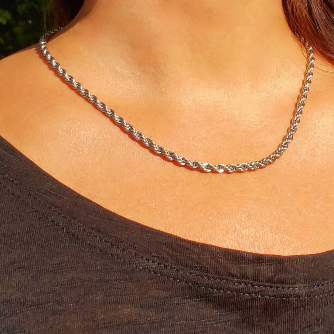 title:Rope Chain Necklace;color:Silver