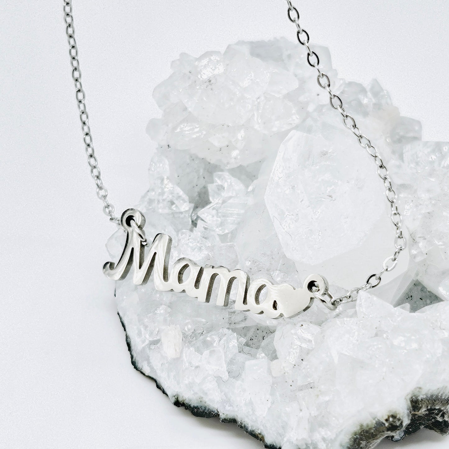 title:Mama Heart Necklace;color:Silver