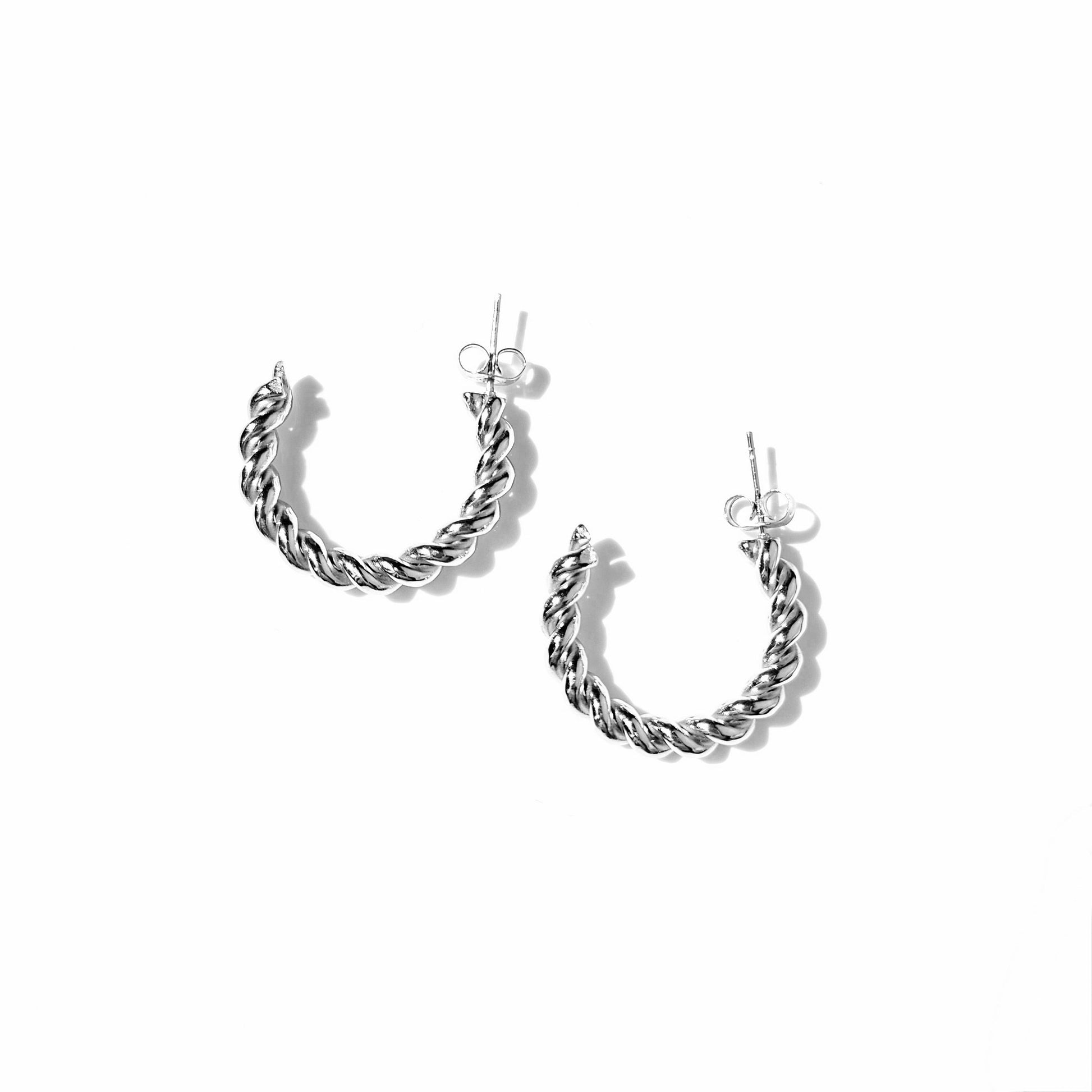 title:Classic Cable hoop Earrings;color:Silver