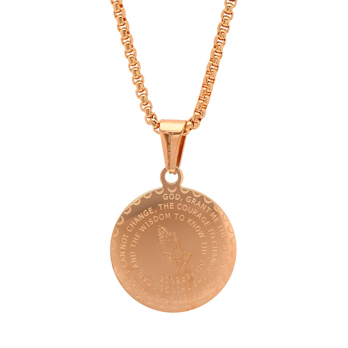 Serenity Prayer Round Pendant With Simulated Diamonds