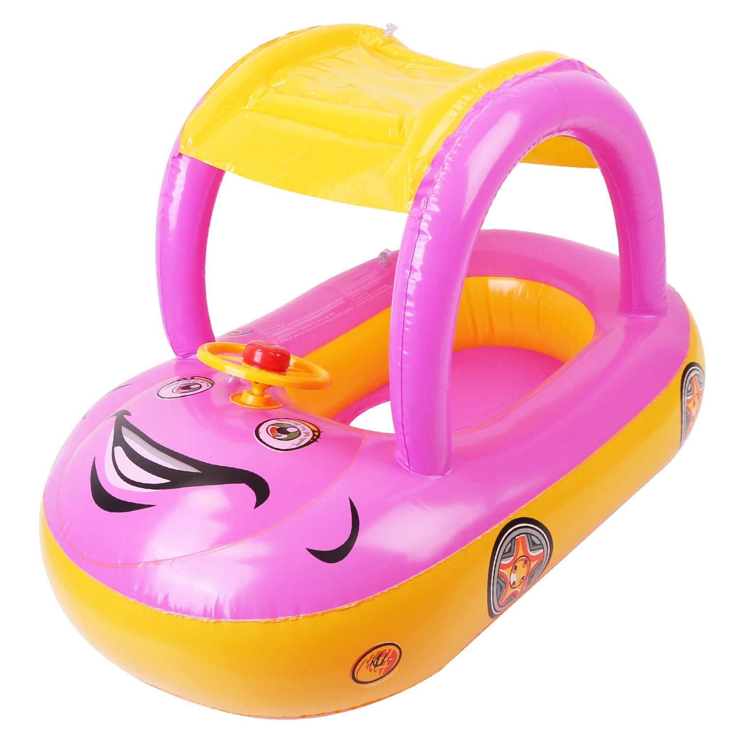 title:Baby Inflatable Pool Float Car Shaped Toddler Swimming Float Boat Pool Toy Infant Swim Ring Pool with Sun Protection Canopy for 1-3 Year-Old Kids Infa;color:Pink