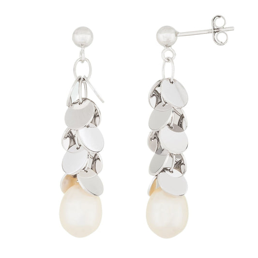 title:Splendid Pearls Sterling Silver Pearl Earrings ESR-487;color:White