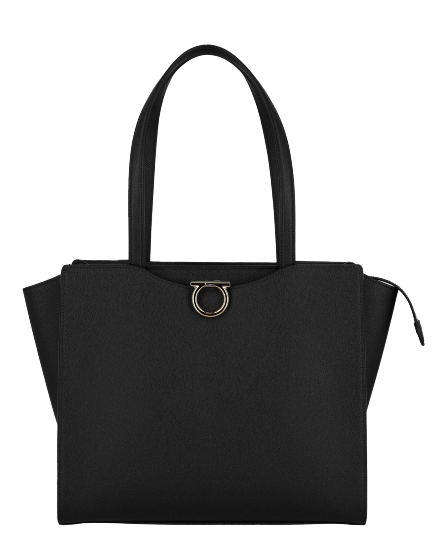 title:Gemini Leather Shoulder Bag;color:Black