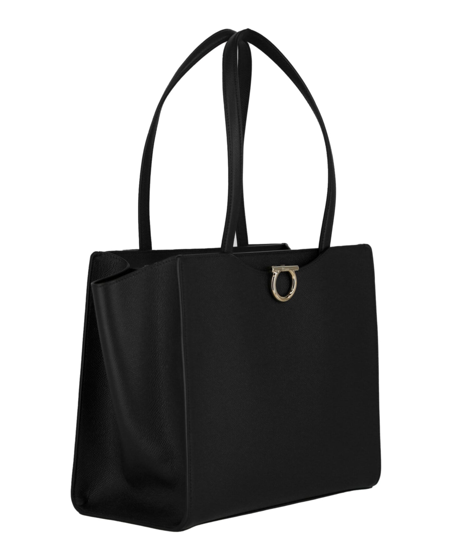 title:Gemini Leather Shoulder Bag;color:Black