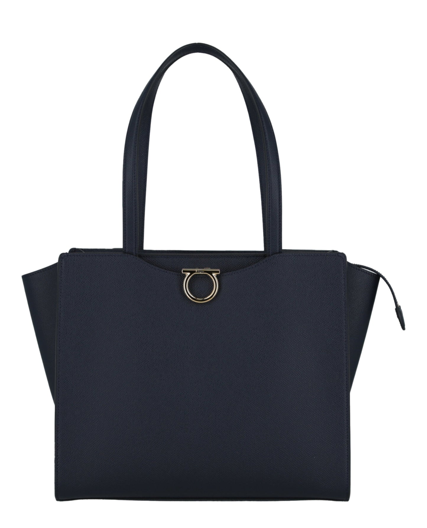 title:Gemini Leather Shoulder Bag;color:Navy