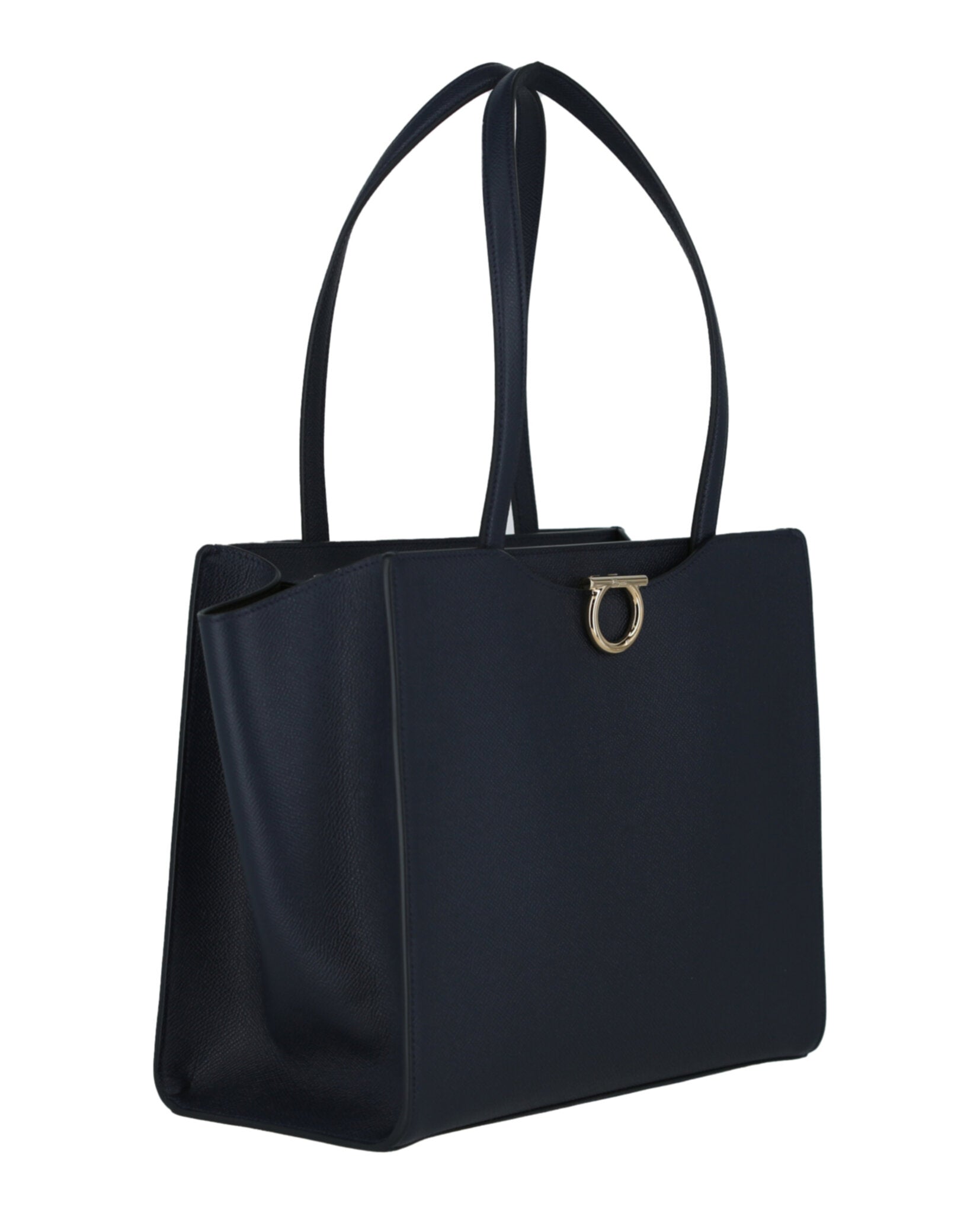 title:Gemini Leather Shoulder Bag;color:Navy