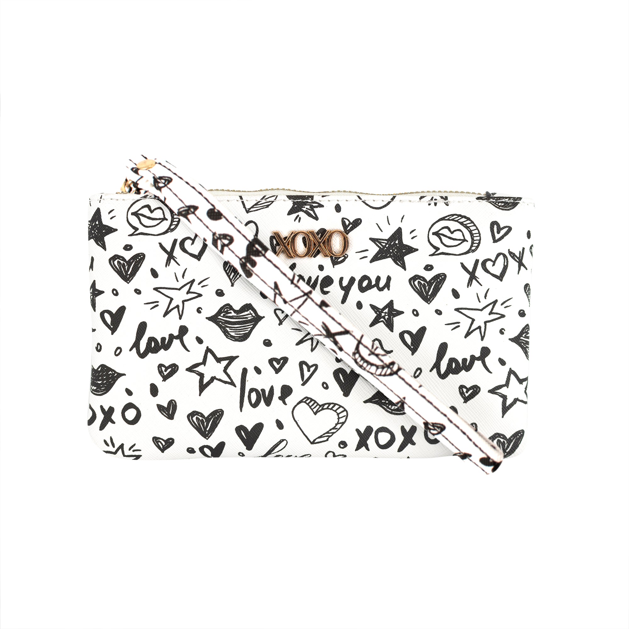 XOXO Women’s Large Black Saffiano Multifunction Solid / Patterned Wristlet - Ruumur