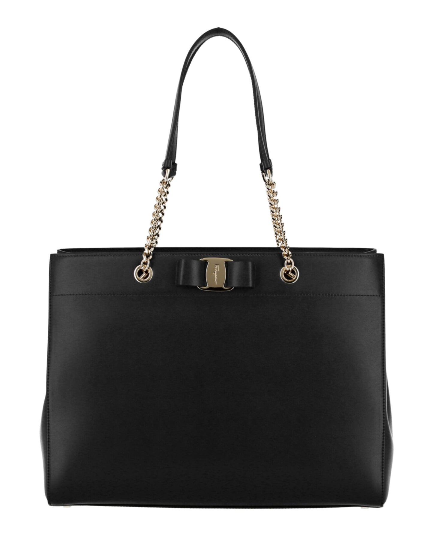 title:Vara Bow Smooth Leather Tote;color:Black