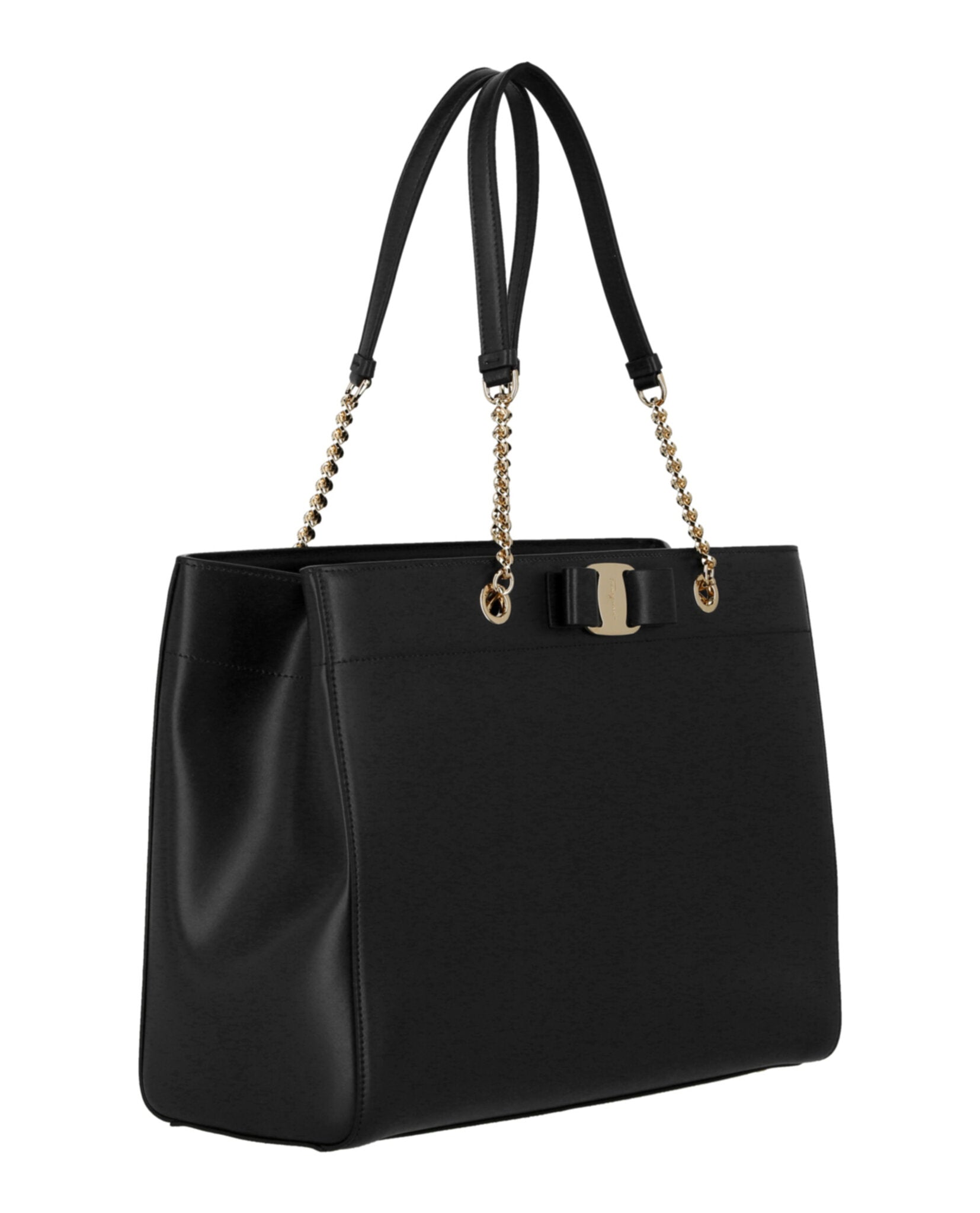 title:Vara Bow Smooth Leather Tote;color:Black