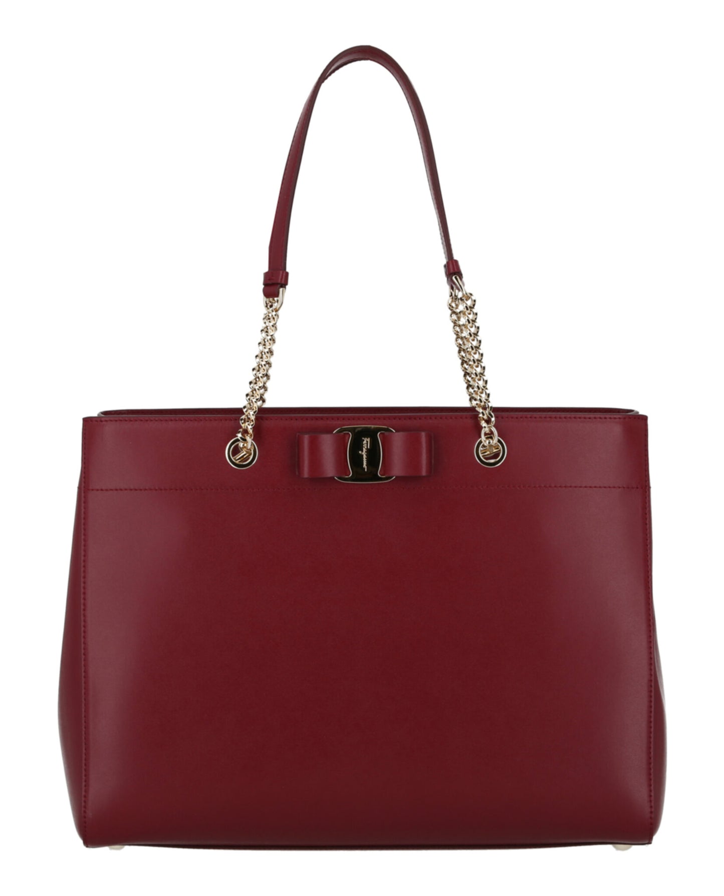 title:Vara Bow Smooth Leather Tote;color:Carmine