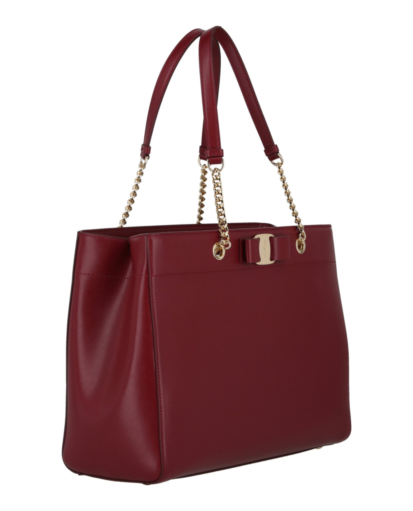 title:Vara Bow Smooth Leather Tote;color:Carmine