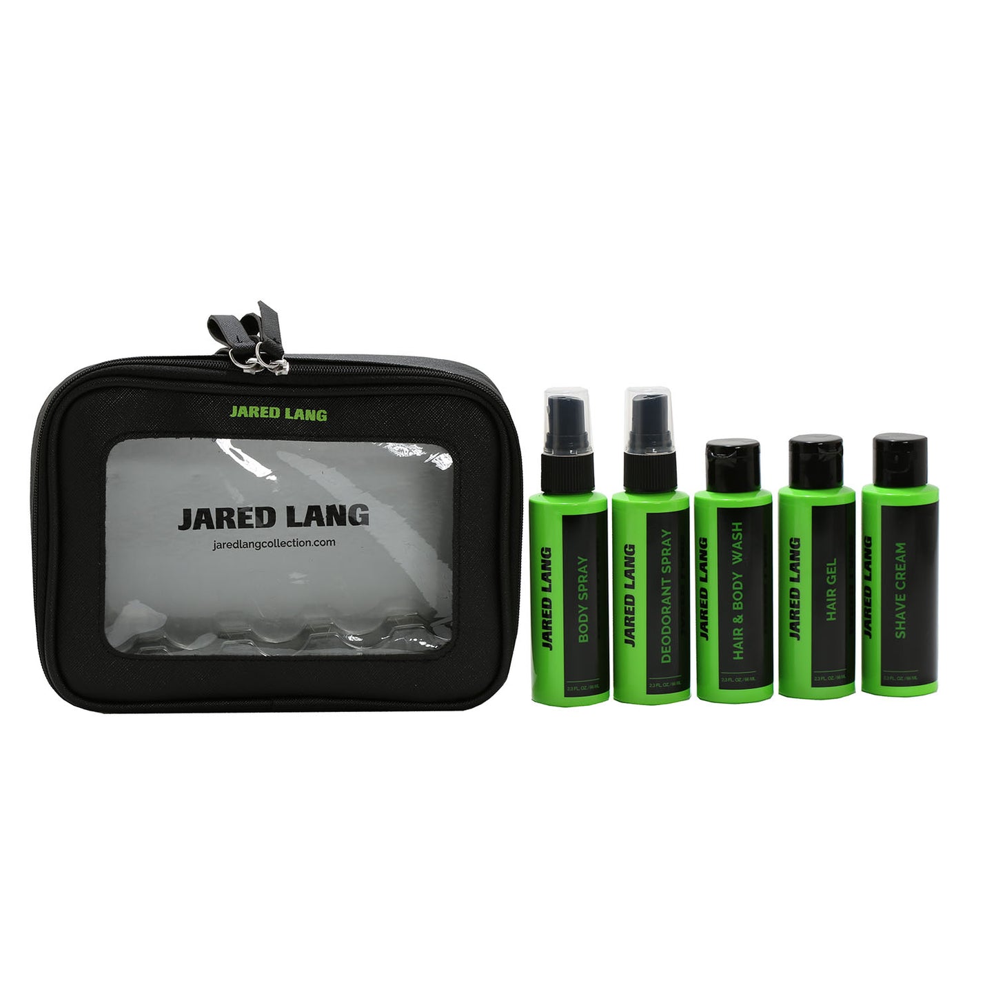 title:JARED LANG TRAVEL SET (HAIR & BODYWASH 2.3/HAIR GEL 2.3/SHAVE CREAM 2.3/ BODY SPRAY 2.3/DEO SPRAY SET;color:not applicable