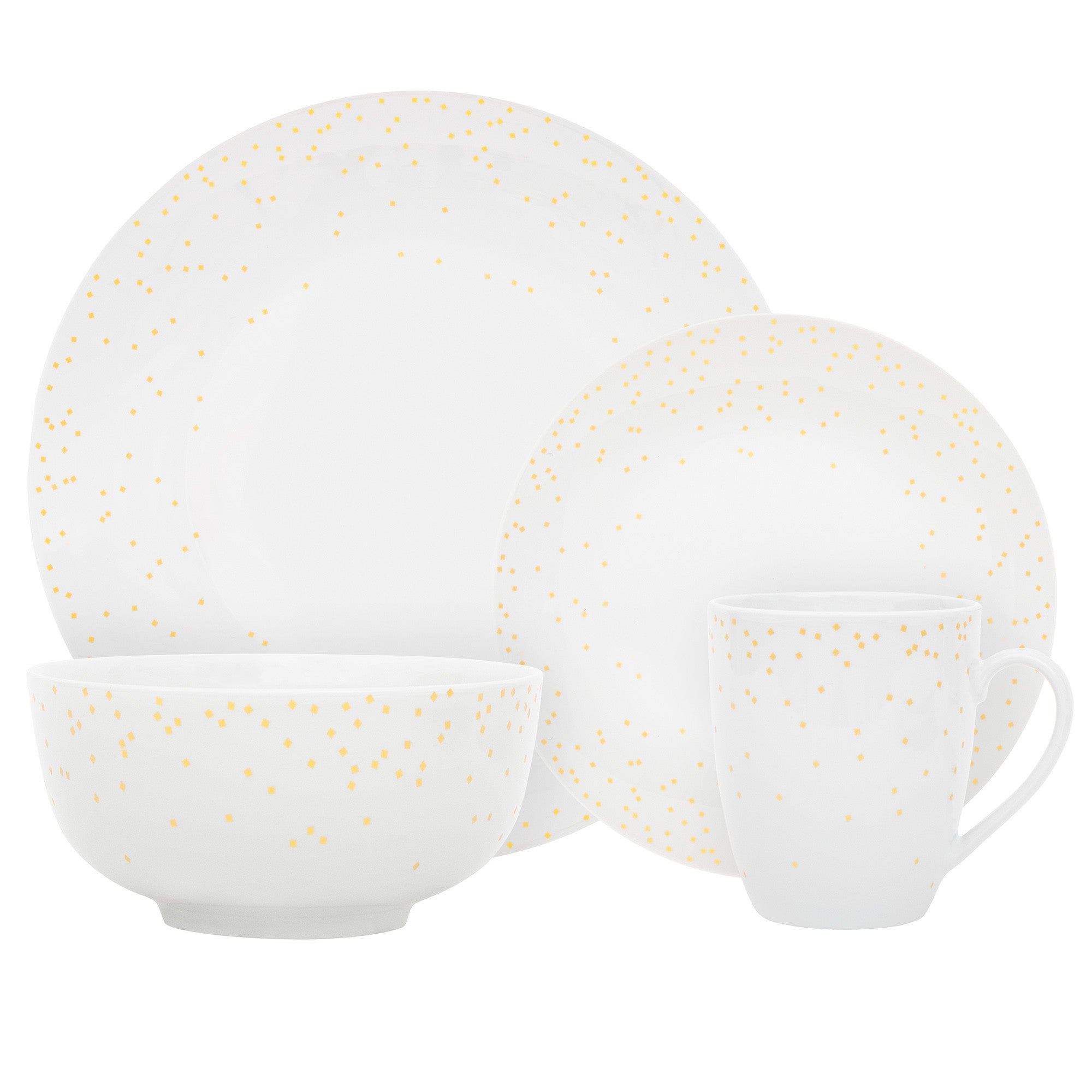 title:Safdie & Co. Luxury Premium Porcelain Dinnerset 16 Piece Set Coupe Diamond Confetti;color:Multi