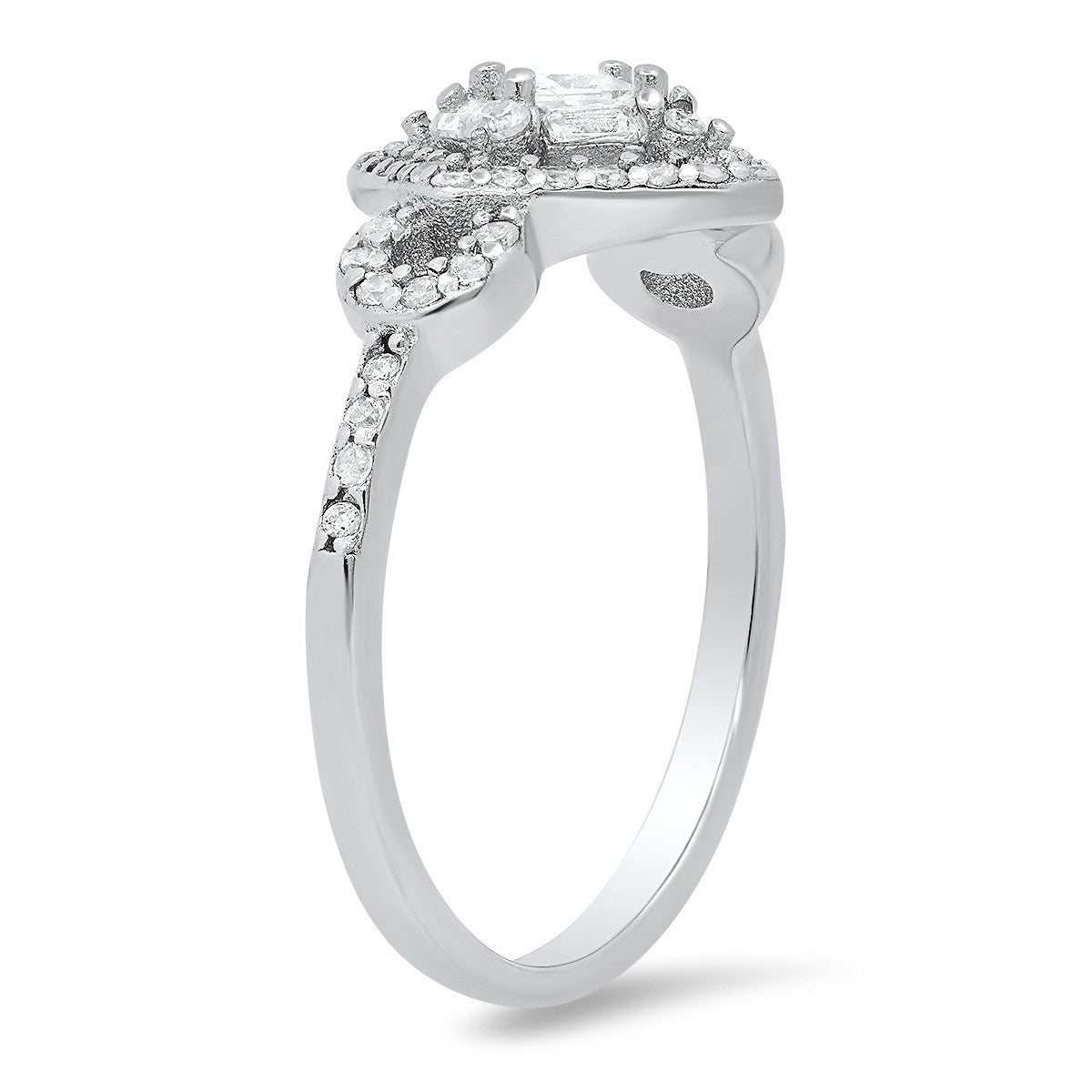 Sterling Silver Multi-cut Halo CZ Ring