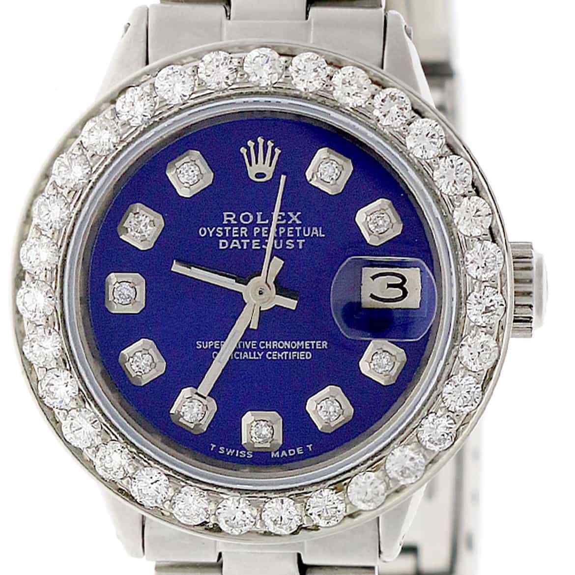 title:Rolex Datejust Ladies 26mm Steel Oyster w/Navy Blue Diamond Dial &amp; 1.45CT Bezel TFJ-142508102;color:not applicable