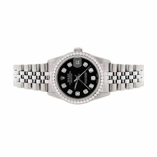 title:Rolex Datejust 31mm S/S Jubilee Women's Watch with Black Dial &amp; Diamond Bezel TFJ-142508077;color:not applicable