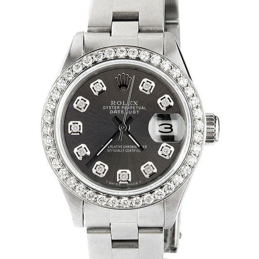 title:Rolex Datejust Ladies 26mm Steel Oyster w/Charcoal Grey Diamond Dial &amp; Bezel TFJ-142508074;color:not applicable