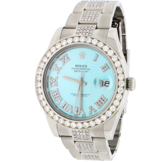 title:Rolex Datejust II 41mm 7.25ct Diamond Bezel/Bracelet/Ice Blue Roman Dial  TFJ-142508071;color:not applicable