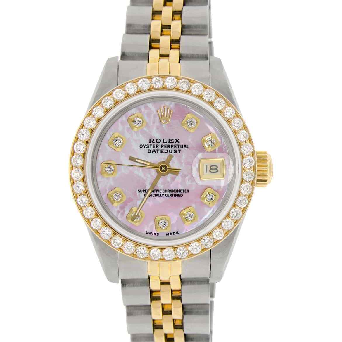 title:Rolex Datejust Ladies 2-Tone Gold/Steel 26mm Watch Pink MOP Diamond Dial/Bezel TFJ-142508069;color:not applicable