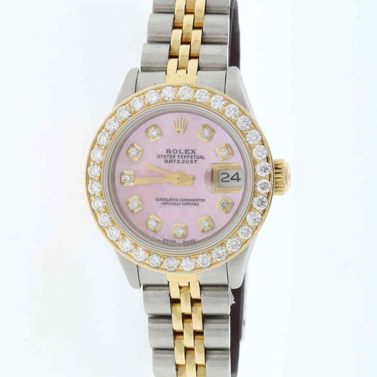 title:Rolex Datejust Ladies 2-Tone Gold/Steel 26mm Watch Pink MOP Diamond Dial/Bezel TFJ-142508188;color:not applicable