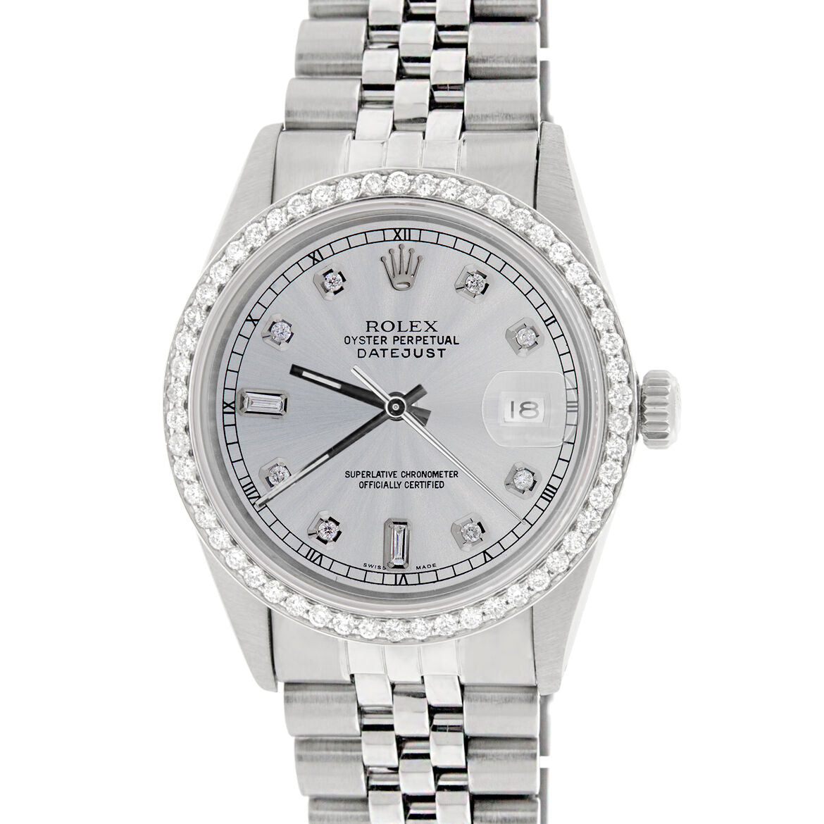 title:Rolex Datejust 36mm Steel Jubilee Watch with Silver Diamond Dial &amp; Diamond Bezel TFJ-142508176;color:not applicable