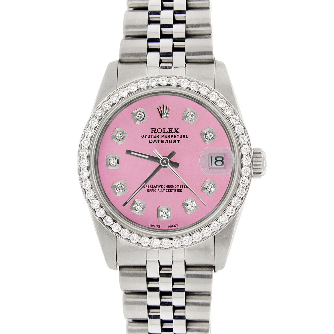 title:Rolex Datejust 31mm S/S Jubilee Women's Watch with Hot Pink Dial &amp; Diamond Bezel TFJ-142508175;color:not applicable