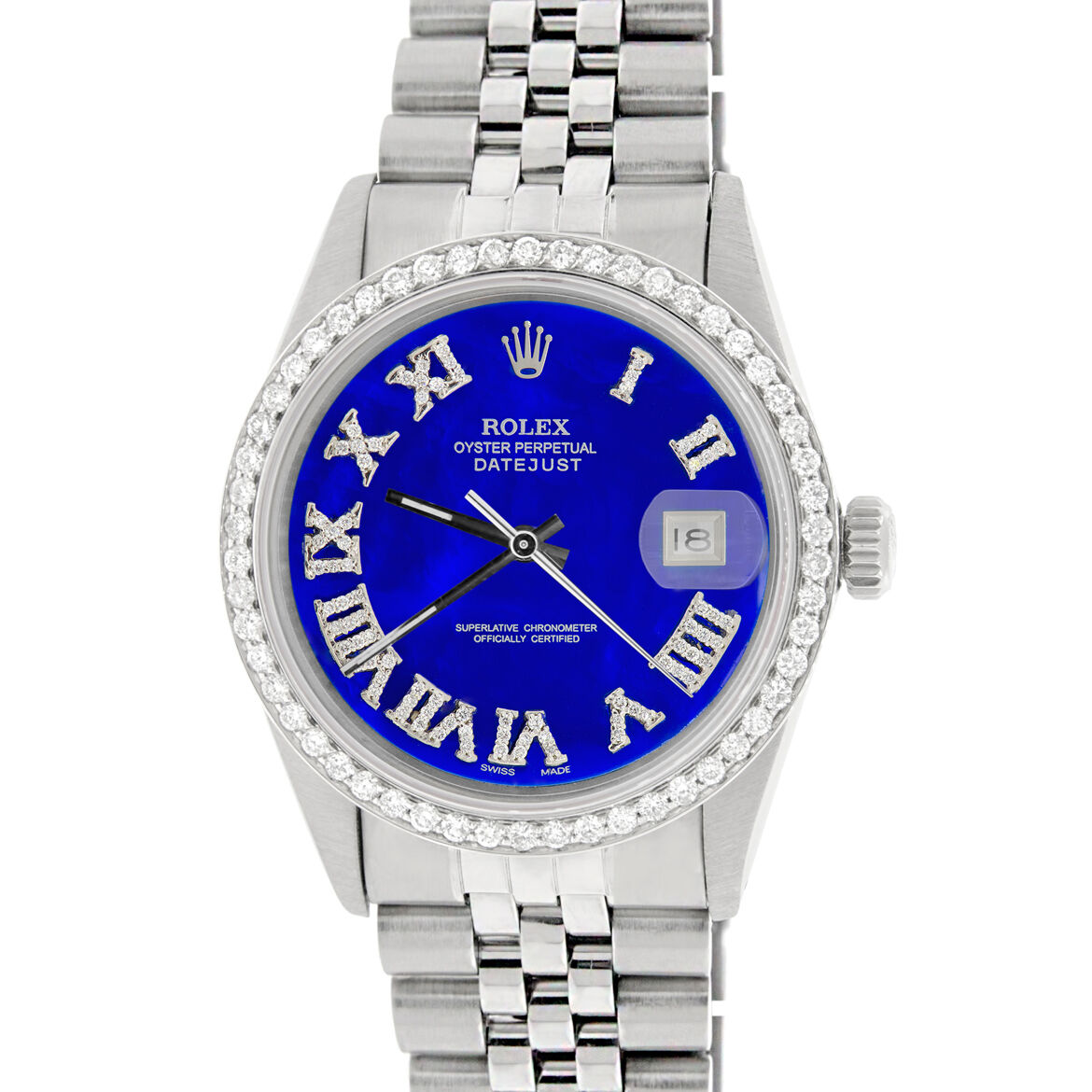 title:Rolex Datejust 36mm Steel Jubilee Watch w/Royal Blue Roman Dial &amp; Diamond Bezel TFJ-142508168;color:not applicable