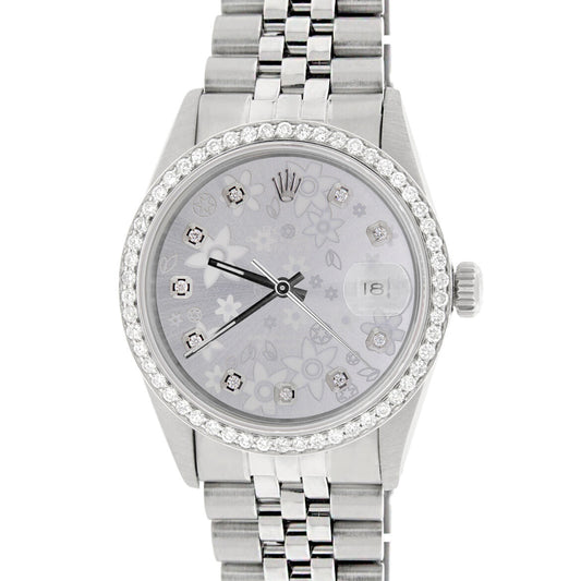 title:Rolex Datejust 36mm Steel Jubilee Watch with Silver Flower Dial &amp; Diamond Bezel TFJ-142508153;color:not applicable