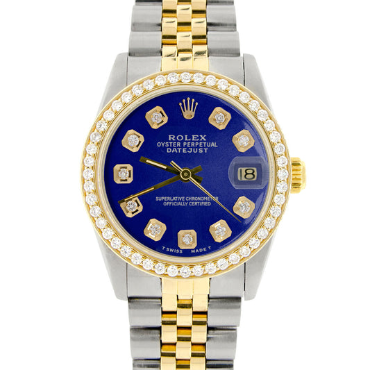 title:Rolex Datejust 2-Tone Gold/Steel 31mm Womens Watch w/Blue Dial &amp; Diamond Bezel TFJ-142508141;color:not applicable