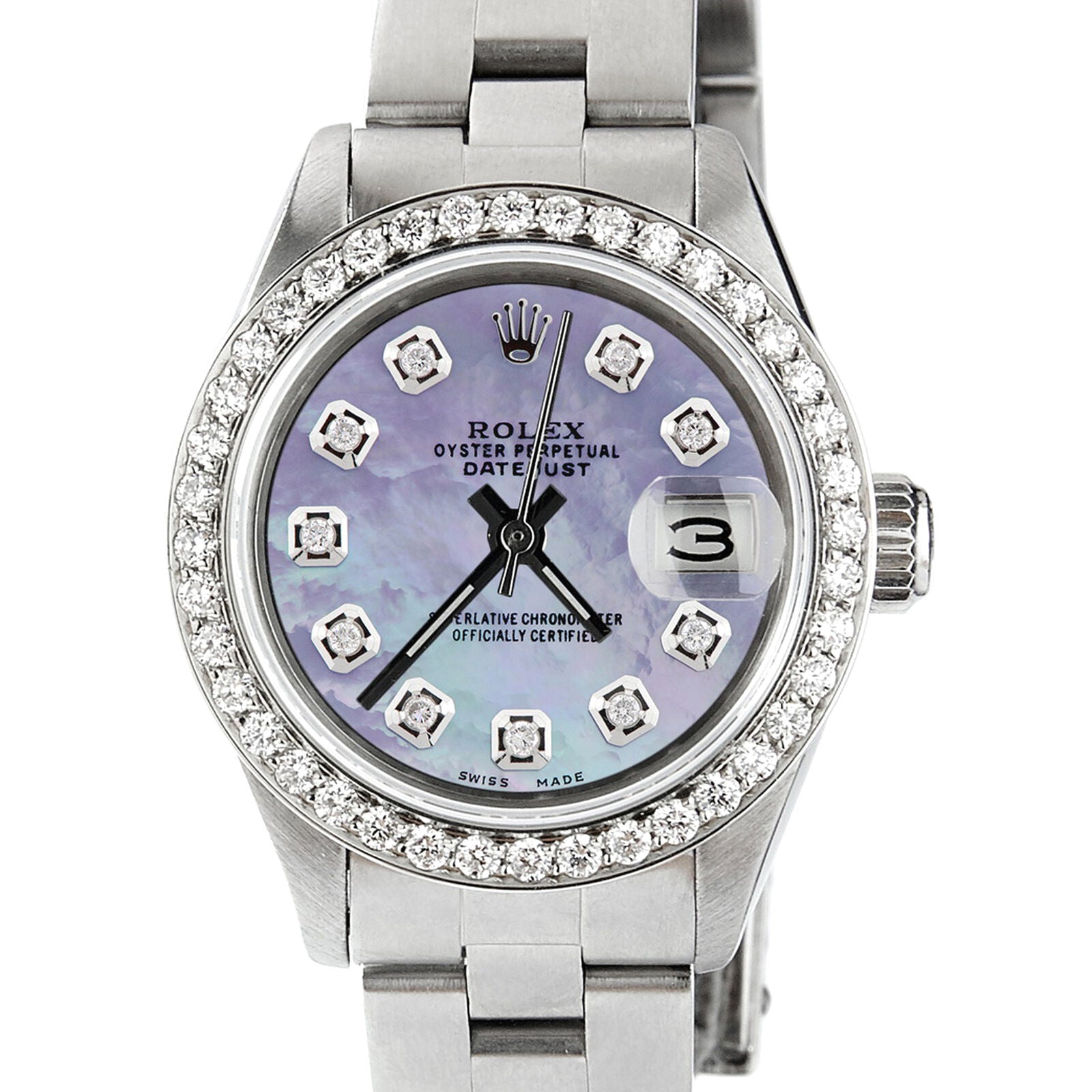 title:Rolex Datejust Ladies 26mm Steel Oyster w/Aqua Purple MOP Dial &amp; Diamond Bezel TFJ-142508131;color:not applicable