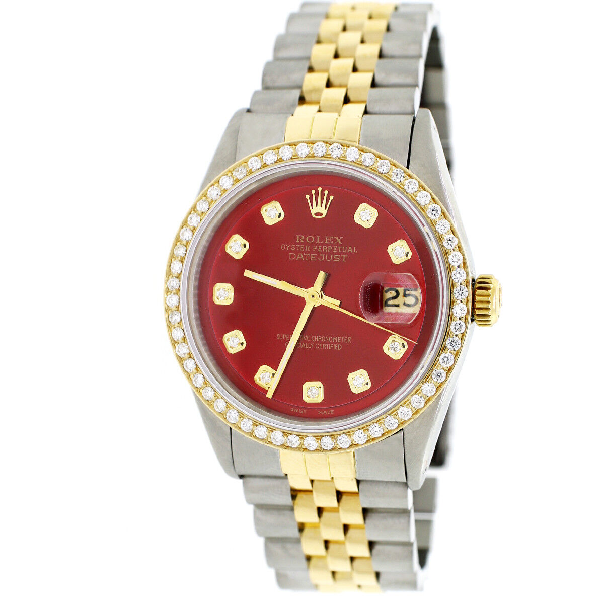 title:Rolex Datejust 2-Tone Gold/Steel 36mm Jubilee Imperial Red Diamond Dial &amp; Bezel TFJ-142508130;color:not applicable