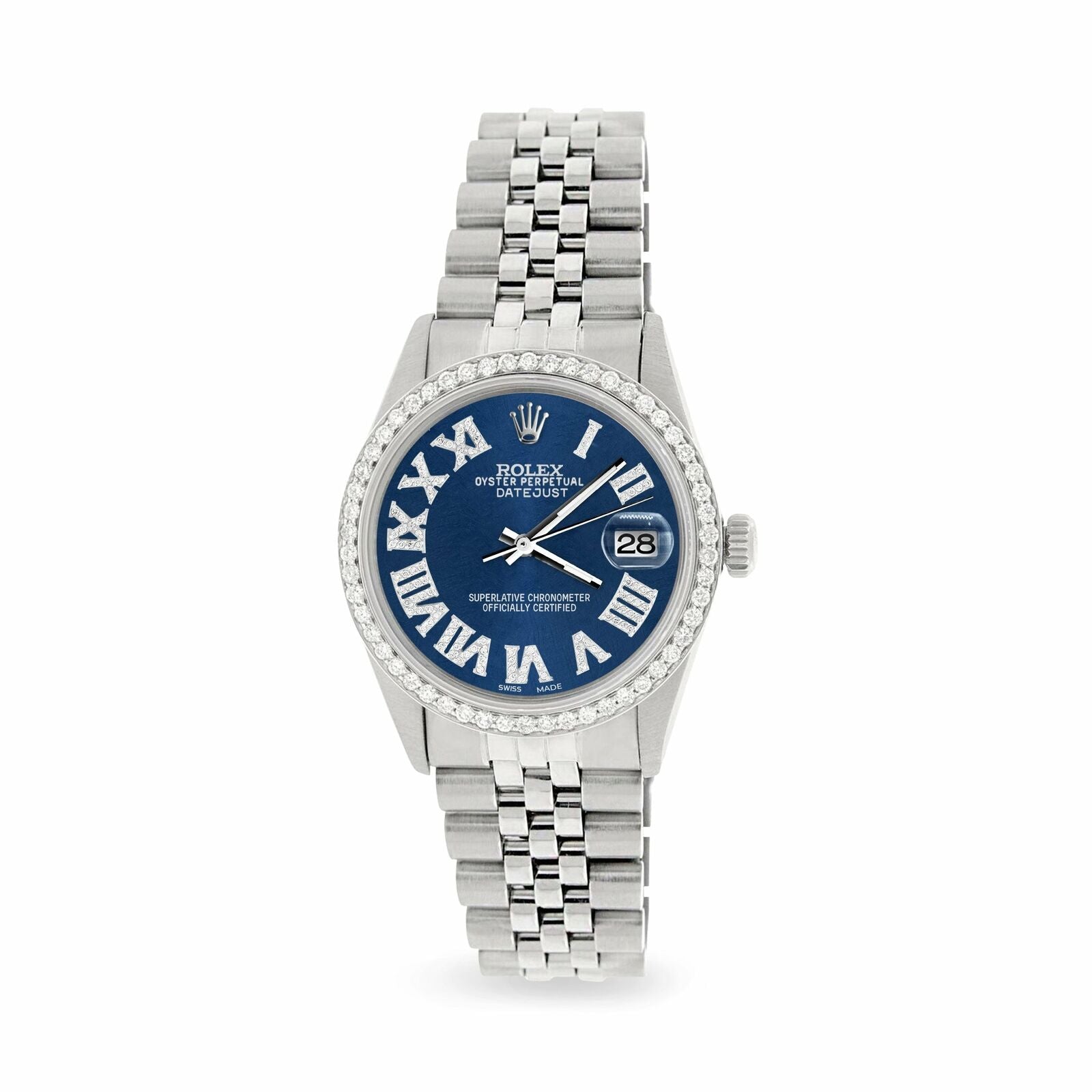 title:Rolex Datejust 36MM S. Steel Watch with Diamond Bezel/Peacock Blue Roman Dial TFJ-142508488;color:not applicable