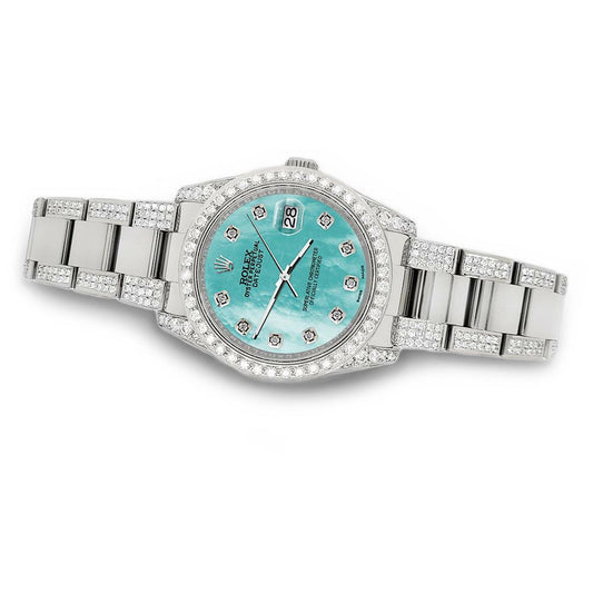 title:Rolex Datejust 36mm 5.9ct Diamond Bezel/Lugs/Bracelet/Aquamarine Dial  TFJ-142508110;color:not applicable