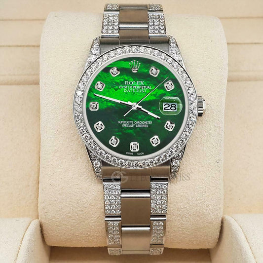 title:Rolex Datejust 31mm 3.5ct Diamond Bezel/Lugs/Bracelet/Green MOP Dial Steel Watch TFJ-142508821;color:not applicable