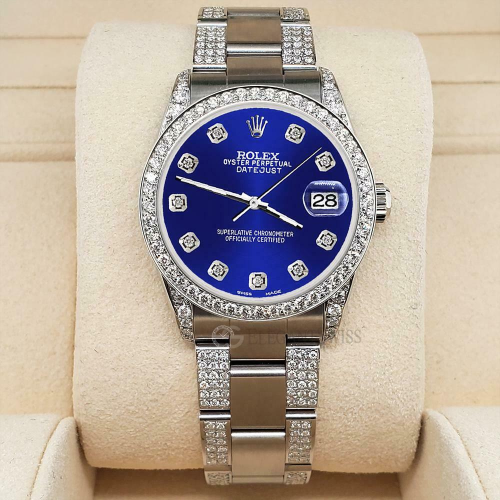 title:Rolex Datejust 31mm 3.5ct Diamond Bezel/Lugs/Bracelet/Navy Blue Dial Steel Watch TFJ-142508817;color:not applicable