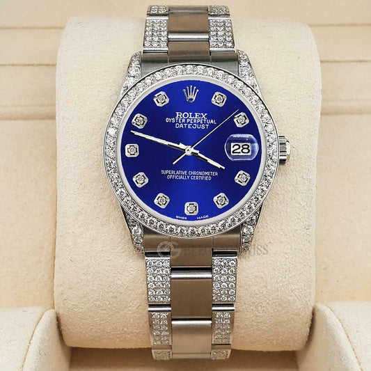 title:Rolex Datejust 31mm 3.5ct Diamond Bezel/Lugs/Bracelet/Navy Blue Dial Steel Watch TFJ-142508817;color:not applicable