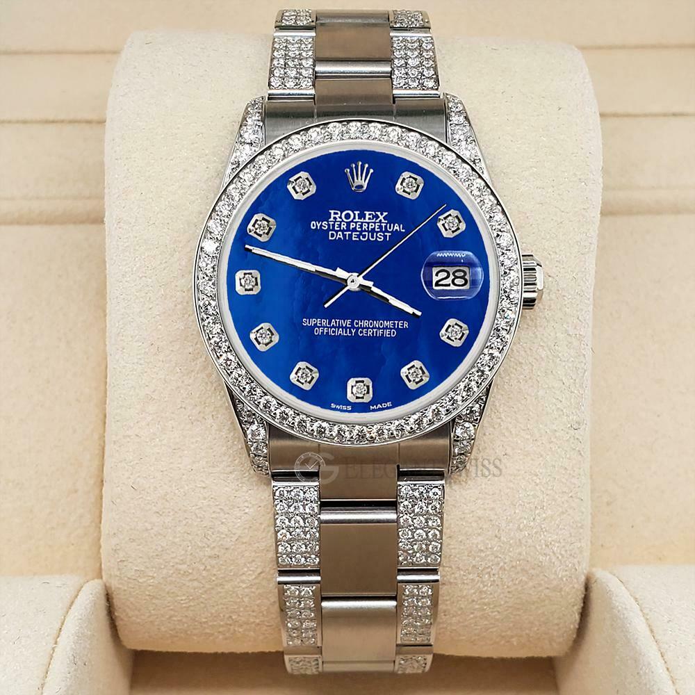 title:Rolex Datejust 31mm 3.5ct Diamond Bezel/Lugs/Bracelet/Blue MOP Dial Steel Watch TFJ-142508816;color:not applicable