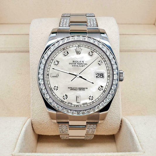 title:Rolex Datejust II 41mm 5ct Diamond Bezel/Bracelet/White MOP Dial Watch TFJ-142508806;color:not applicable